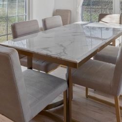 Marble Top Dining Table Set With Chairs