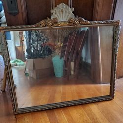 Vintage Large Wooden Frame Mirror