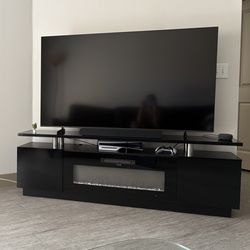 Tv stand with fire place inbuilt