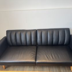 Brittany 81.5 Vegan Leather Convertible Sofa Black