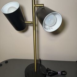 Back And Gold Dual Head Table Lamp