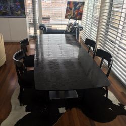 A&X Centro Modern Dining Table - Black Crocodile