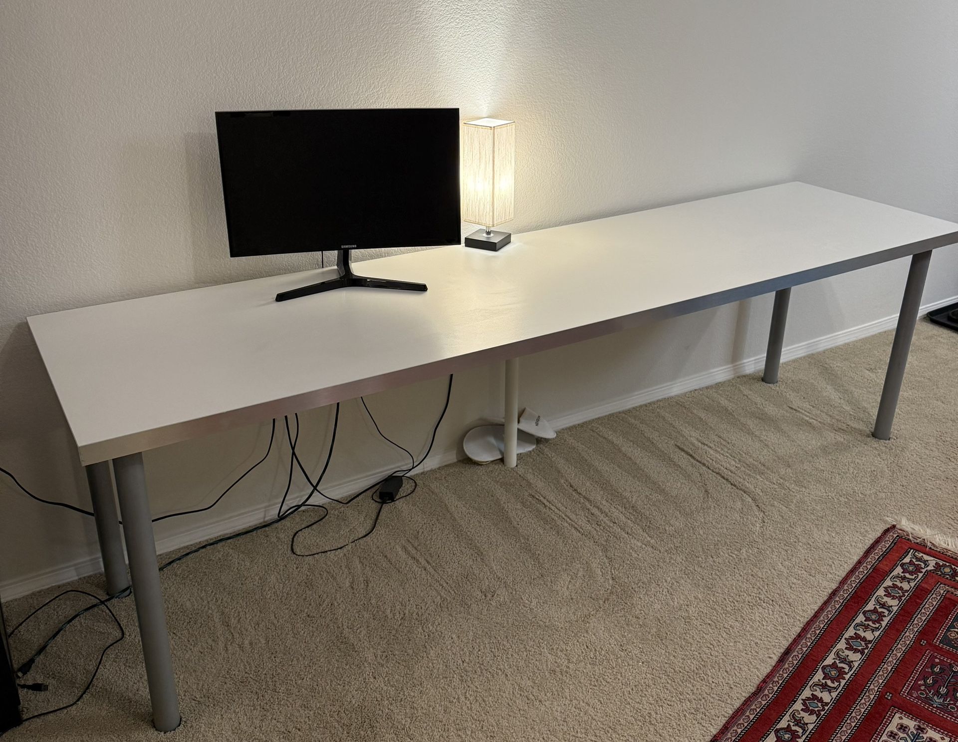 Long White Table (Metal Edging Strip)