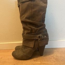 Faux Suede And Leather Boots - Size 8.5