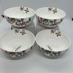New Mikasa Butterfly Garden Bone China 4 1/2" Dessert Fruit Bowls, Set of 4