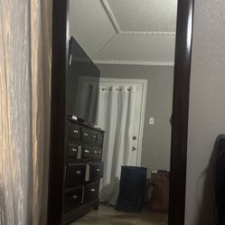 Cherry Standing Mirror Wood Frame