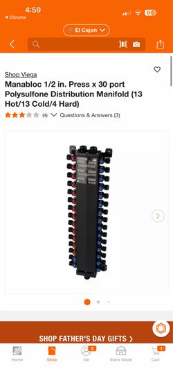 Shop Viega Manabloc 1/2 in. Press x 30 port Polysulfone Distribution Manifold (13 Hot/13 Cold/4 Hard)