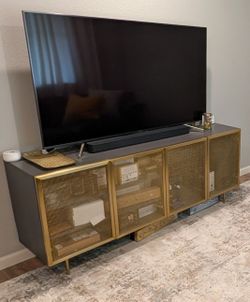 CB2 Trace 71" Brass Wire Mesh Credenza