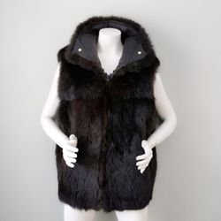 Chocolate Fur Vest By Andrew Marc