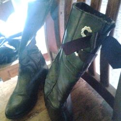 Juno Black Knee High Girls Leather Boots