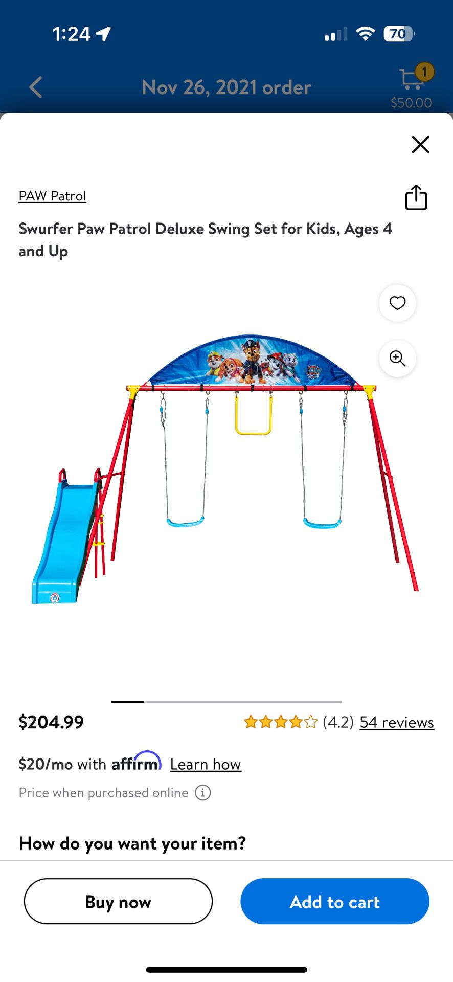 Swurfer Paw Patrol Deluxe Swing Set for Kids, Ages 4 and Up