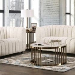 Brand New Off White Modern Style Sofa & Loveseat 