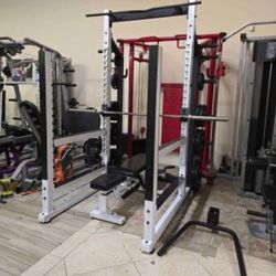 York Barbell STS Multi Function Power Rack With SCS Adiustable Bench Workout Fitness Intek Gym Equipment