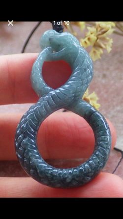 Certificate Jadeite Jade Green Pendant exquisite infinite sign eight Snake