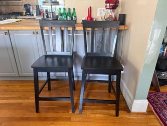 Black Wood Counter Height Bar Stools – Set of 2