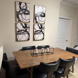 Dining table  and 6 chairs + modern  candle hold 