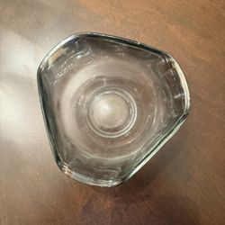 Clear Vintage Glass Bowl – Unique Wavy Square Shape 
