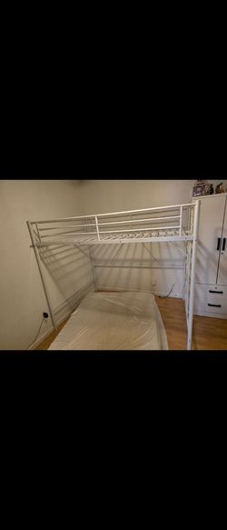 White Metal Twin Bunk Bed Frame