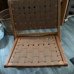 Folding Leather Woven Chair