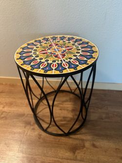 Mosaic tile top side table