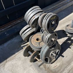 Complete Weight Set With Two Long Bars And Curl Bar