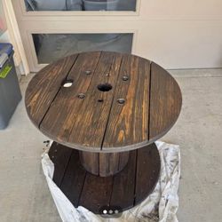Stained Wooden Spool Table