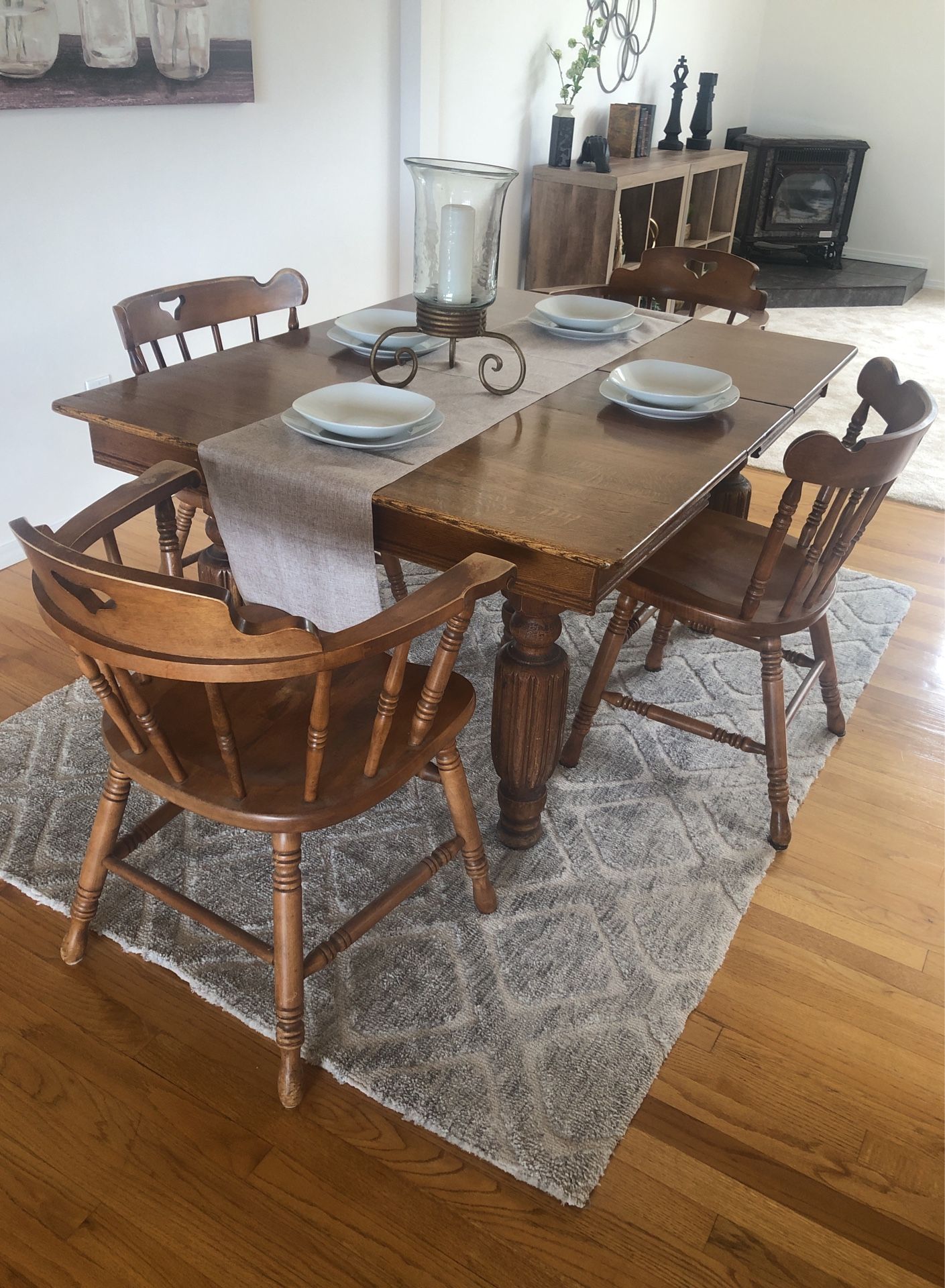Solid Wood Dining Room Table & Chairs