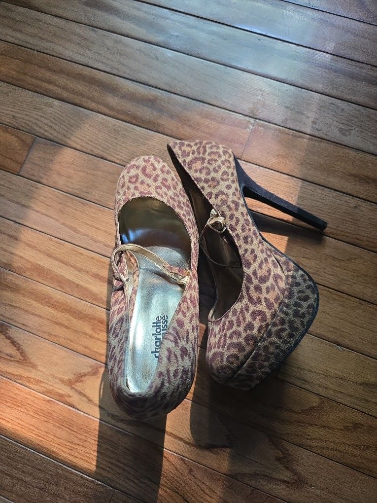 Leopard Print Mary Jane High-Heeled Shoes – Women's 10 – $10