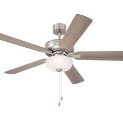 DESIGNERS FOUNTAIN Gallant 52 inch Indoor/Covered Outdoor Brushed Nickel Standard Mount Ceiling Fan w/Light Kit & Pull Chain Control - Brushed Nickel