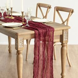 Brand New Burgundy Cheesecloth Runners 10ft Long