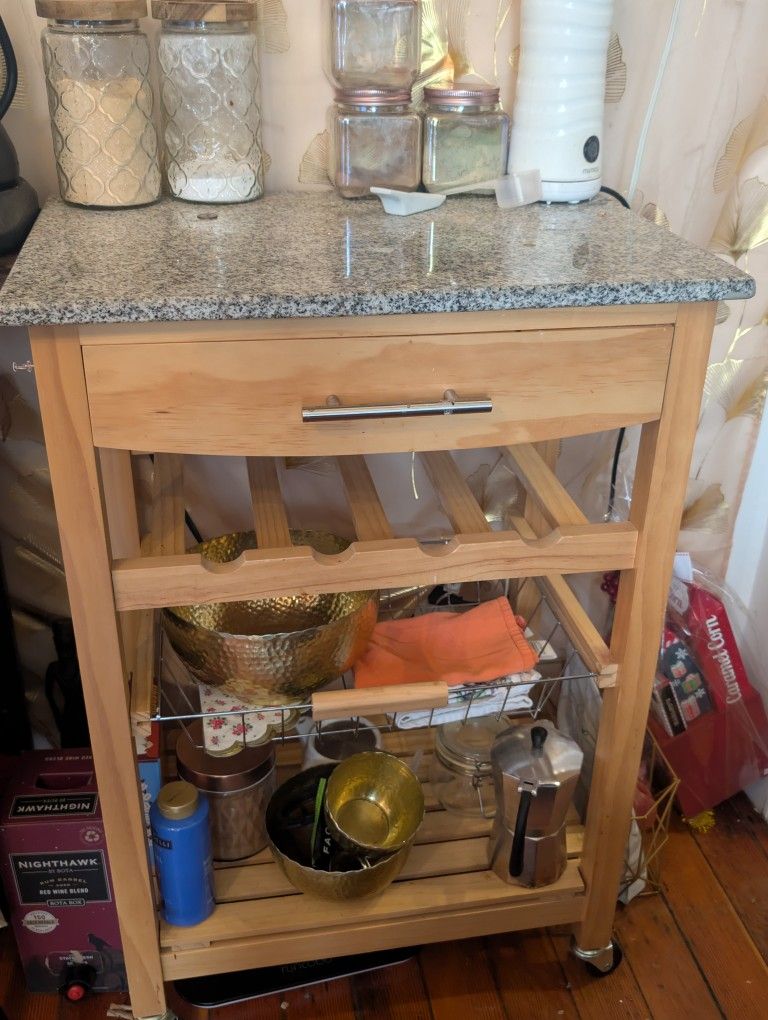 Wooden Kitchen Island With granite Top