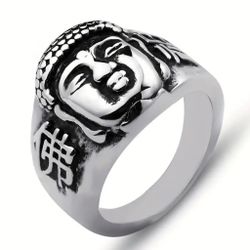 Classic Buddha Ring Stainless Steel Good Luck Peace  Jewelry Gift 