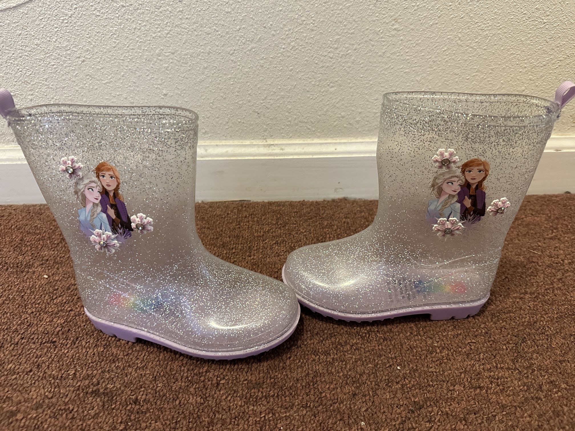 Frozen Glitter Rain Boots Size 10