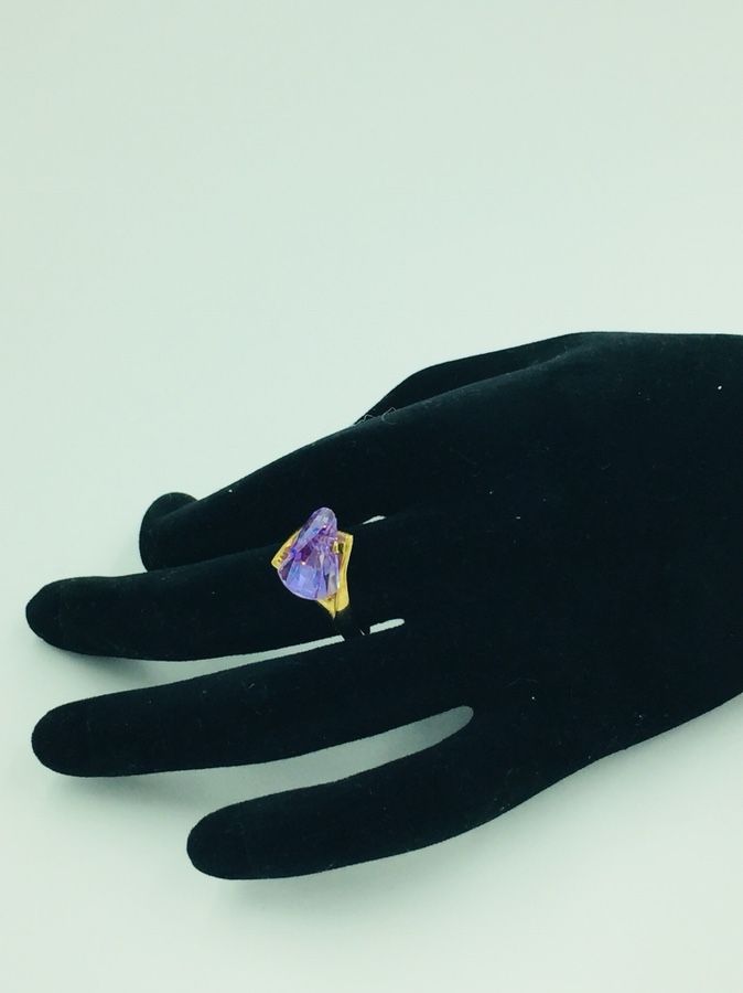 Vermeil Purple Glass Ring 8.25