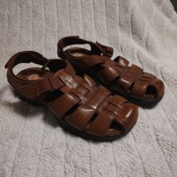 Earth Spirit Fisherman Sandals Mens 15 Brown Leather Adjustable Straps 