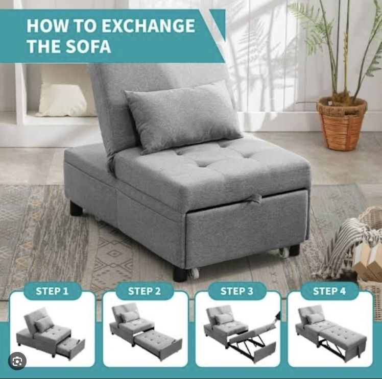 Pull Out Sleeper / 3 In 1 Adjustable Sleeper Sofa / Convertible Folding Sofa Bed / Sofa Cama Doblable