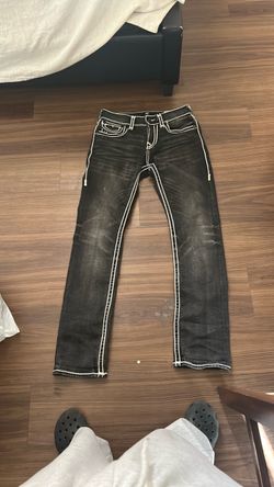 True Religion Black Jeans with White Stitching