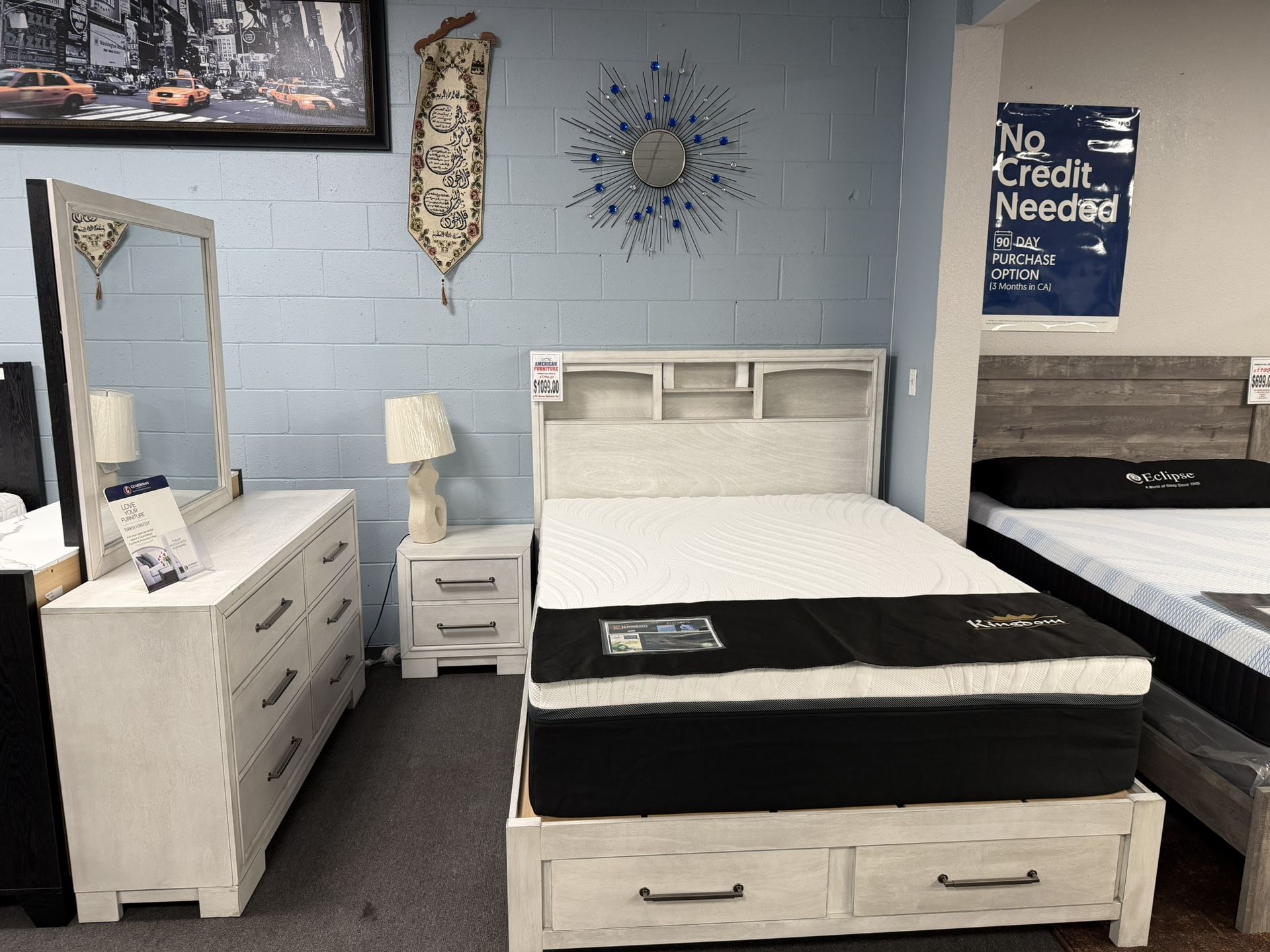 4PC Queen Bedroom Set w/ Side Storages