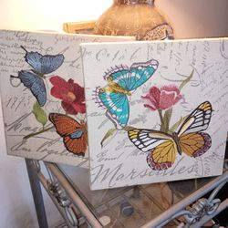 Butterfly Embroidery Canvas Art.