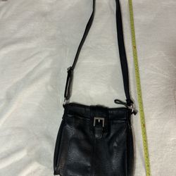 Black Merona purse shoulder crossbody body buckle zipper adjustable strap dressy