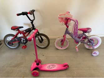2 kids bike. 1 kids scooter