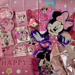 Minnie Mouse 3rd Birthday Party Supplies. 