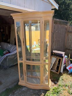 Wood and Glass Curio Display Cabinet
