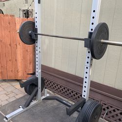 Weight Rack, Barbell, Plates