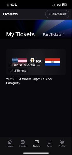 Cosm tickets World Cup GA SEATS