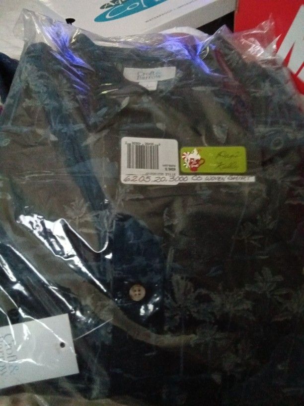 Navy Blue Croft And Borrow Shirt Large From Kohl's Palm Trees and Beaçh ẞquality Made Kohl's Brand 