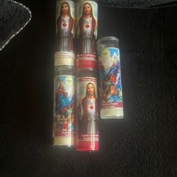 Set of 5 Sacred Heart of Jesus Devotional Candles – Burned & Blessed for Intercession, Peace, and Justice