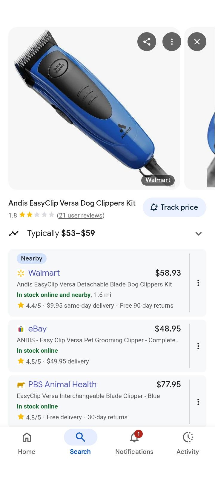 Andis Dog Hair Clippers With Accessories 