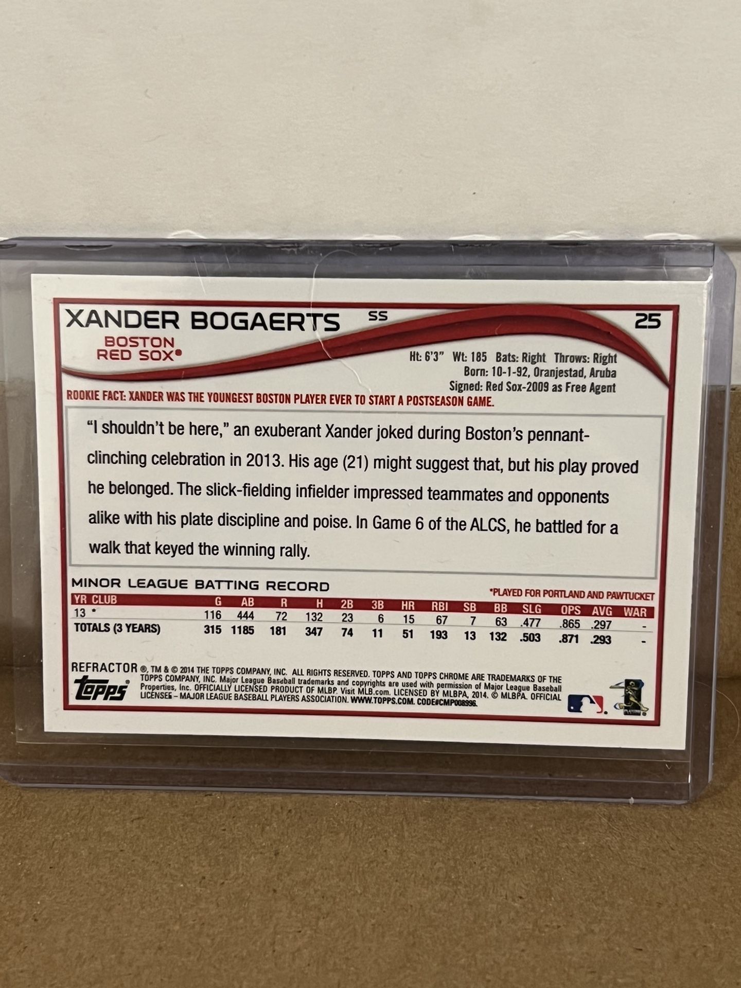 2014 Topps Chrome Xander Bogaerts Xfractor Rc Redsox #25  & Hobbies