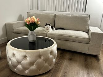 Modern Recessed Arm Modular Sofa - 88.6" Modern Beige Sofa with Reversible Cushions